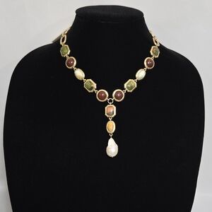 Camila Coelho Freshwater Pearl Semi Precious Stone Necklace #946